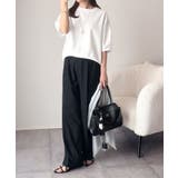 袖きらり、きちんと魅せる。ゴールドボタン使い袖タックミラノリブトップス（半袖） | Classical Elf  | 詳細画像6 