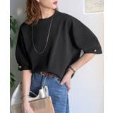 袖きらり、きちんと魅せる。ゴールドボタン使い袖タックミラノリブトップス（半袖） | Classical Elf  | 詳細画像14 