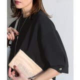 ブラック | 袖きらり、きちんと魅せる。ゴールドボタン使い袖タックミラノリブトップス（半袖） | Classical Elf 