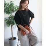 袖きらり、きちんと魅せる。ゴールドボタン使い袖タックミラノリブトップス（半袖） | Classical Elf  | 詳細画像16 