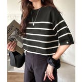 袖きらり、きちんと魅せる。ゴールドボタン使い袖タックミラノリブトップス（半袖） | Classical Elf  | 詳細画像23 