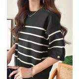 袖きらり、きちんと魅せる。ゴールドボタン使い袖タックミラノリブトップス（半袖） | Classical Elf  | 詳細画像27 