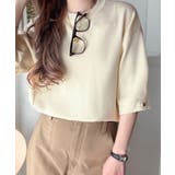 袖きらり、きちんと魅せる。ゴールドボタン使い袖タックミラノリブトップス（半袖） | Classical Elf  | 詳細画像30 