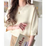 袖きらり、きちんと魅せる。ゴールドボタン使い袖タックミラノリブトップス（半袖） | Classical Elf  | 詳細画像31 