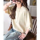 袖きらり、きちんと魅せる。ゴールドボタン使い袖タックミラノリブトップス（半袖） | Classical Elf  | 詳細画像34 