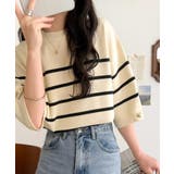 袖きらり、きちんと魅せる。ゴールドボタン使い袖タックミラノリブトップス（半袖） | Classical Elf  | 詳細画像36 