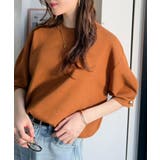 袖きらり、きちんと魅せる。ゴールドボタン使い袖タックミラノリブトップス（半袖） | Classical Elf  | 詳細画像47 