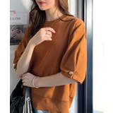 袖きらり、きちんと魅せる。ゴールドボタン使い袖タックミラノリブトップス（半袖） | Classical Elf  | 詳細画像49 