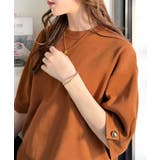 袖きらり、きちんと魅せる。ゴールドボタン使い袖タックミラノリブトップス（半袖） | Classical Elf  | 詳細画像50 