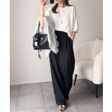 袖きらり、きちんと魅せる。ゴールドボタン使い袖タックミラノリブトップス（半袖） | Classical Elf  | 詳細画像3 