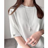 袖きらり、きちんと魅せる。ゴールドボタン使い袖タックミラノリブトップス（半袖） | Classical Elf  | 詳細画像4 