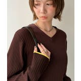 さり気なく、袖先の差し色でお洒落感を。Vネック袖先配色ワイドリブニット | Classical Elf | 詳細画像21