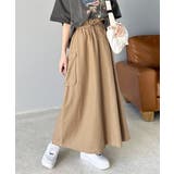 ふんわりカジュアル。麻混ウエストドロスト配色ステッチロングスカート | Classical Elf  | 詳細画像11 