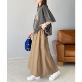 ふんわりカジュアル。麻混ウエストドロスト配色ステッチロングスカート | Classical Elf  | 詳細画像12 