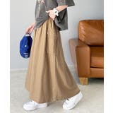 ふんわりカジュアル。麻混ウエストドロスト配色ステッチロングスカート | Classical Elf  | 詳細画像13 