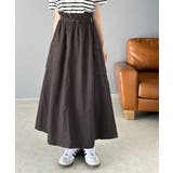 ふんわりカジュアル。麻混ウエストドロスト配色ステッチロングスカート | Classical Elf  | 詳細画像5 