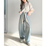 大人カジュアルをお洒落に格上げ。ドロスト紐付きカーブイージーデニムパンツ | Classical Elf  | 詳細画像1 