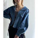 1枚で旬顔コーデ♪綿100％セーラーカラージップアップデニムジャケット（ショート… | Classical Elf  | 詳細画像16 