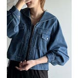 ブルー | 1枚で旬顔コーデ♪綿100％セーラーカラージップアップデニムジャケット（ショート… | Classical Elf 
