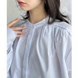 愛らしさと清楚感を両立する、リボンヘムクロップドギャザー長袖ストライプブラウス | Classical Elf | 詳細画像50