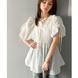 ホワイト | 軽やかで上品。シアサッカー前後2WAYギャザーパフスリーブチュニックブラウス | Classical Elf 