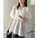 軽やかで上品。シアサッカー前後2WAYギャザーパフスリーブチュニックブラウス | Classical Elf  | 詳細画像6 