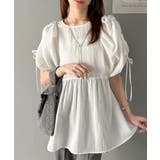 軽やかで上品。シアサッカー前後2WAYギャザーパフスリーブチュニックブラウス | Classical Elf  | 詳細画像8 