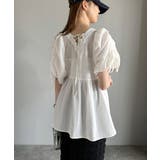 軽やかで上品。シアサッカー前後2WAYギャザーパフスリーブチュニックブラウス | Classical Elf  | 詳細画像9 