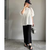 軽やかで上品。シアサッカー前後2WAYギャザーパフスリーブチュニックブラウス | Classical Elf  | 詳細画像12 