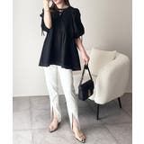 軽やかで上品。シアサッカー前後2WAYギャザーパフスリーブチュニックブラウス | Classical Elf  | 詳細画像15 