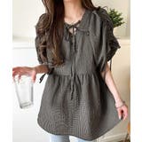 軽やかで上品。シアサッカー前後2WAYギャザーパフスリーブチュニックブラウス | Classical Elf  | 詳細画像28 