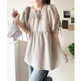 軽やかで上品。シアサッカー前後2WAYギャザーパフスリーブチュニックブラウス | Classical Elf  | 詳細画像32 