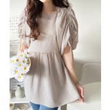 軽やかで上品。シアサッカー前後2WAYギャザーパフスリーブチュニックブラウス | Classical Elf  | 詳細画像33 