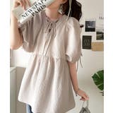 軽やかで上品。シアサッカー前後2WAYギャザーパフスリーブチュニックブラウス | Classical Elf  | 詳細画像37 