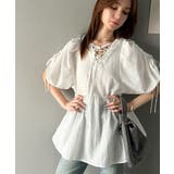 軽やかで上品。シアサッカー前後2WAYギャザーパフスリーブチュニックブラウス | Classical Elf  | 詳細画像5 