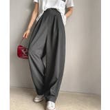 チャコール | 美脚すっきり見え！２タックカーヴィテーパードスラックスパンツ | Classical Elf 