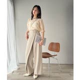 涼しげ＆透明感◎配色パイピング バルーンフリルスリーブ楊柳ブラウス | Classical Elf  | 詳細画像7 