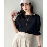 涼しげ＆透明感◎配色パイピング バルーンフリルスリーブ楊柳ブラウス | Classical Elf  | 詳細画像10 