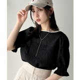 涼しげ＆透明感◎配色パイピング バルーンフリルスリーブ楊柳ブラウス | Classical Elf  | 詳細画像11 