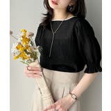 涼しげ＆透明感◎配色パイピング バルーンフリルスリーブ楊柳ブラウス | Classical Elf  | 詳細画像12 