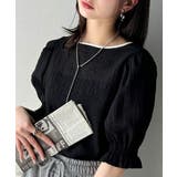 涼しげ＆透明感◎配色パイピング バルーンフリルスリーブ楊柳ブラウス | Classical Elf  | 詳細画像17 