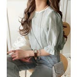 涼しげ＆透明感◎配色パイピング バルーンフリルスリーブ楊柳ブラウス | Classical Elf  | 詳細画像20 