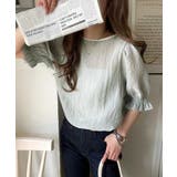 涼しげ＆透明感◎配色パイピング バルーンフリルスリーブ楊柳ブラウス | Classical Elf  | 詳細画像26 