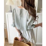 涼しげ＆透明感◎配色パイピング バルーンフリルスリーブ楊柳ブラウス | Classical Elf  | 詳細画像27 