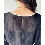 涼しげ＆透明感◎配色パイピング バルーンフリルスリーブ楊柳ブラウス | Classical Elf  | 詳細画像31 