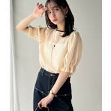 涼しげ＆透明感◎配色パイピング バルーンフリルスリーブ楊柳ブラウス | Classical Elf  | 詳細画像1 