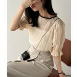 涼しげ＆透明感◎配色パイピング バルーンフリルスリーブ楊柳ブラウス | Classical Elf  | 詳細画像6 