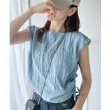 ブルー | ポコポコ質感が涼しげ、夏の相棒トップス。ボートネックノースリーブサイドドロストリ… | Classical Elf