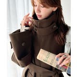 ブラウン | 360度上品魅せ。衿2way比翼スタンドウール調ステンカラーコート(ロング丈) | Classical Elf