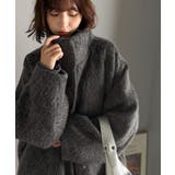 チャコール | ベーシックとトレンドを両立。MIXシャギー比翼スタンドネックミドル丈コクーンスリ… | Classical Elf 